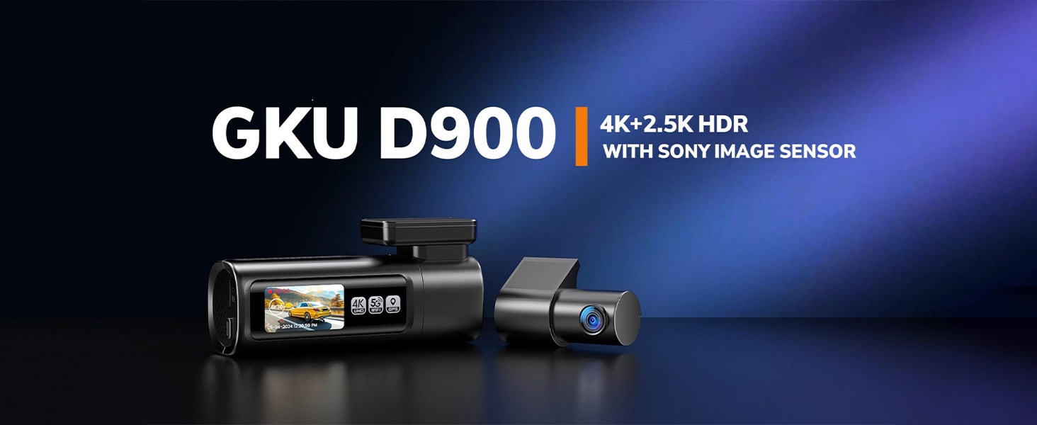 GKU D900 4K HDR ドライブレコーダー Amazon.com: GKU Dash Cam Front and Rear, 4K 60fps＋2.5K Dashcam